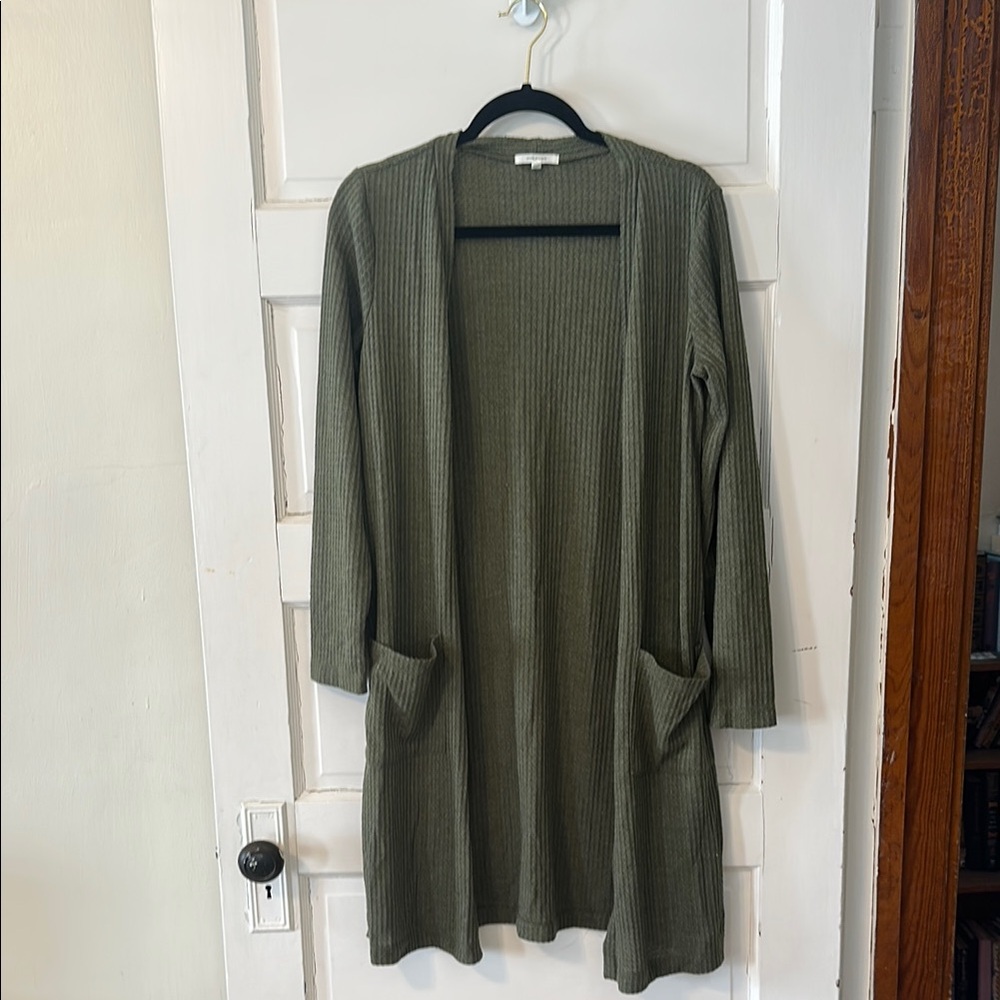Maurices Olive Green Ribbed Cardigan
